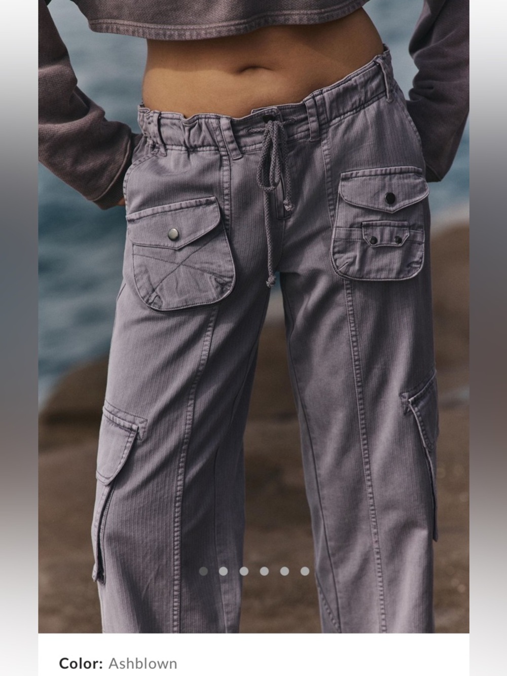 WE THE FREE  x Free People Tahiti ankle-length Cargo Pants in Ashblown.  Size M